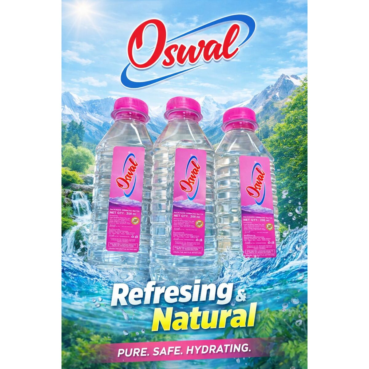 Oswal Packaged Drinking Water 200ml(48 Pcs)